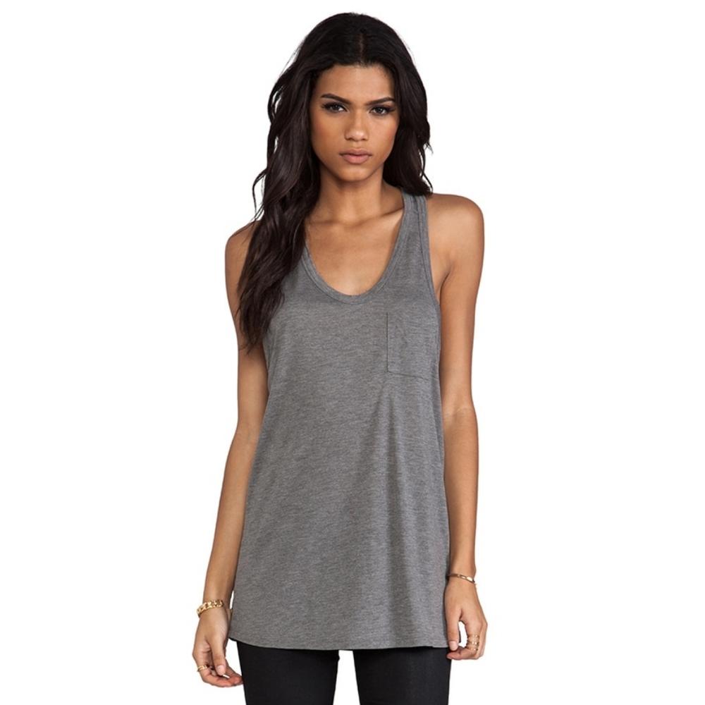 T Alexander Wang Classic Tank With Pocket in Heather Gray